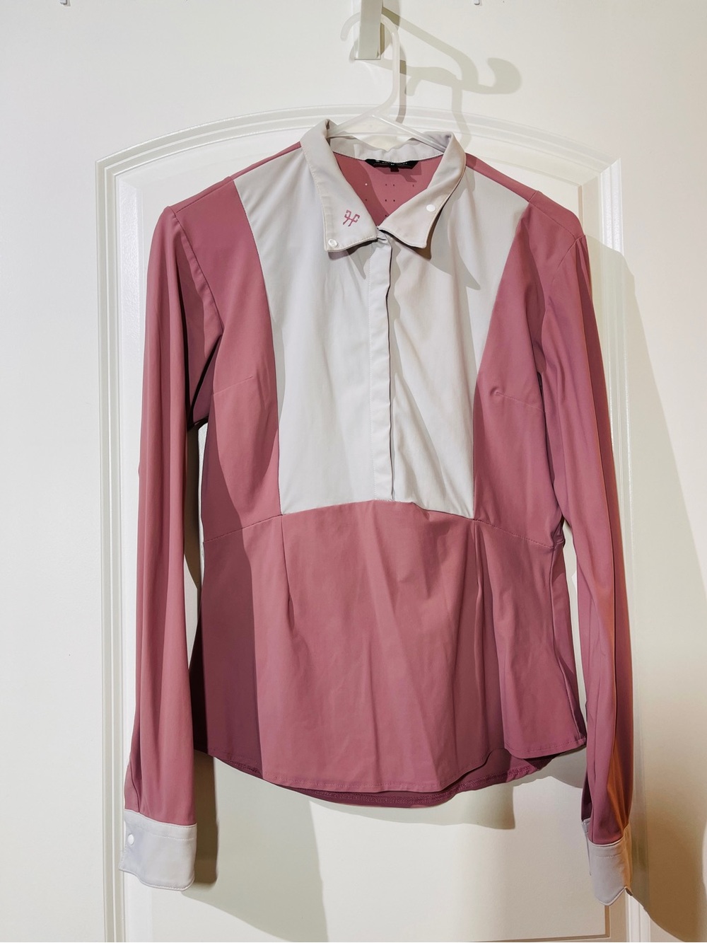 Two-Tone Dusty Pink and White Button-Down Women’s Shirt